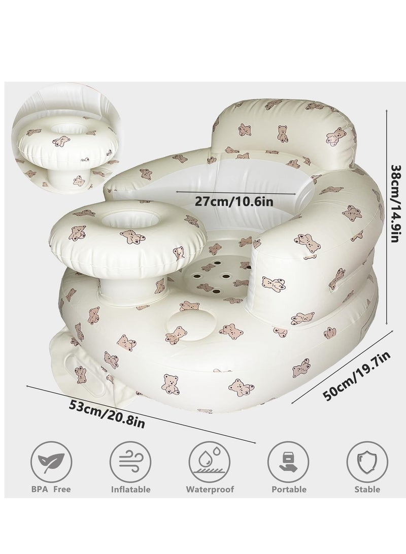 Daytoyz Baby Inflatable Seat for Babies 3-36 Months, Built in Air Pump, Bear Baby Support Seat Summer Toddler Chair for Sitting Up, Baby Shower Chair Floor Seater, Infant Back Support Sofa - Image 4