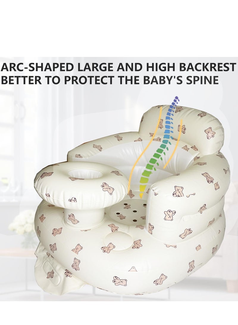 Daytoyz Baby Inflatable Seat for Babies 3-36 Months, Built in Air Pump, Bear Baby Support Seat Summer Toddler Chair for Sitting Up, Baby Shower Chair Floor Seater, Infant Back Support Sofa - Image 3