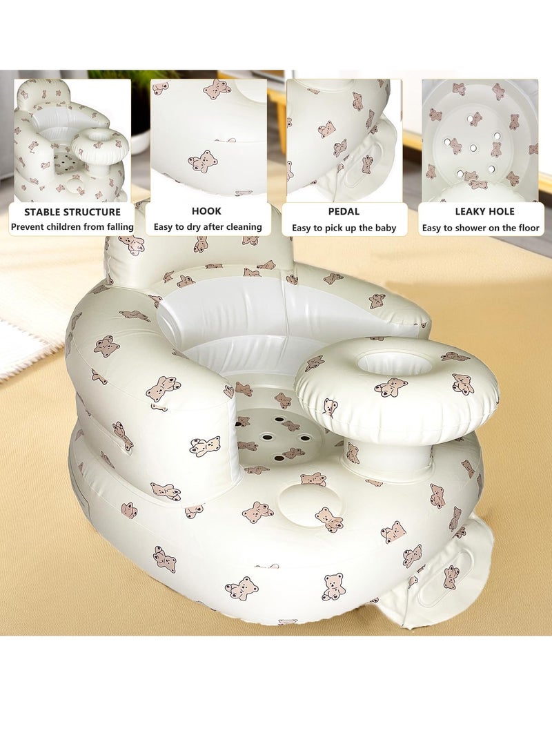 Daytoyz Baby Inflatable Seat for Babies 3-36 Months, Built in Air Pump, Bear Baby Support Seat Summer Toddler Chair for Sitting Up, Baby Shower Chair Floor Seater, Infant Back Support Sofa - Image 5