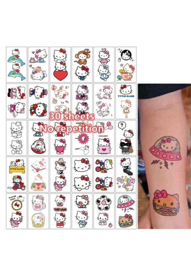 30 Sheets kt Temporary Tattoos Hello Kitty Cute Anime Waterproof Tattoos Durable Color kawaii Tattoo Sticker Gifts  - Image 1