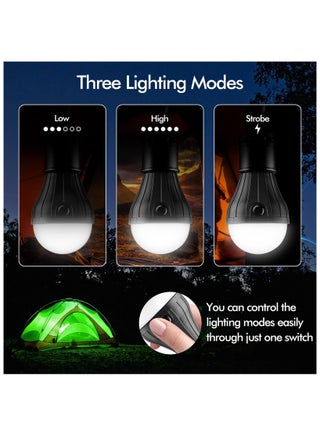 4 قطع فانوس تخييم LED، مصباح طوارئ محمول مقاوم للماء مع خطاف تعليق، يعمل بالبطارية للمشي والتخييم والصيد (أسود) - view 3