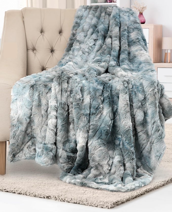 FAUX FUR THROW BLANKET SOFT FLUFFY FUZZY PLUSH THICK THROWS