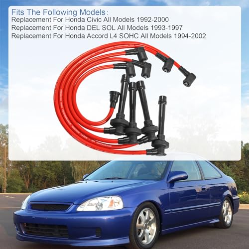 JDMSPEED مجموعة أسلاك شمعات الإشعال الجديدة JDMSPEED بديل لهوندا سيفيك ديل سول EG EK EJ D15 D16 تصميم لولبي 92-00 - Image 2