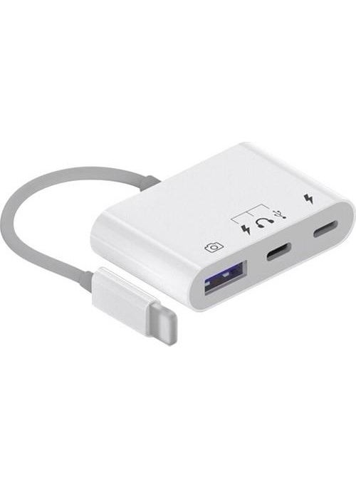 Polhammobile - Polham Apple Iphone Otg Hub Type C To Headphone USB Camera Reader Iphone Keyboard Mouse Reader Hub - Image 1