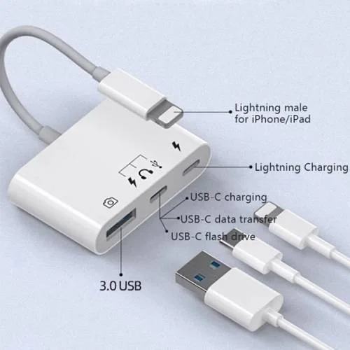 Polhammobile Polham Apple Iphone Otg Hub Type C To Headphone USB Camera Reader Iphone Keyboard Mouse Reader Hub