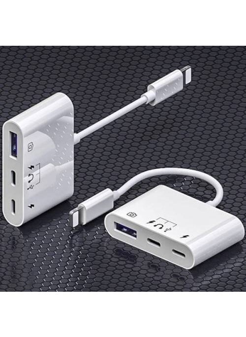 Polhammobile - Polham Apple Iphone Otg Hub Type C To Headphone USB Camera Reader Iphone Keyboard Mouse Reader Hub - Image 1