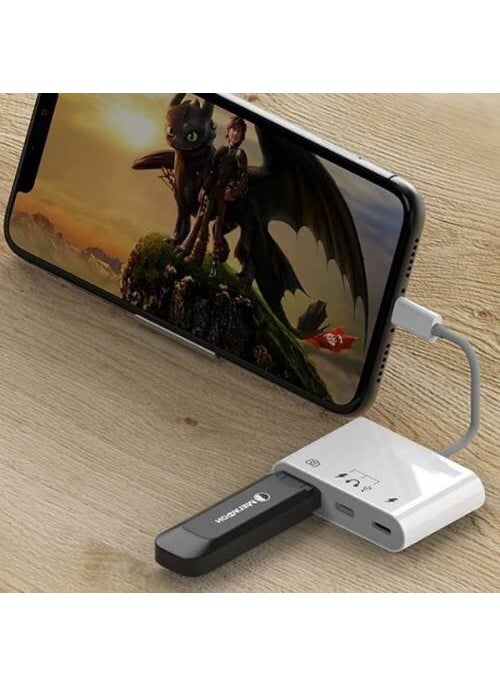 Polhammobile - Polham Apple Iphone Otg Hub Type C To Headphone USB Camera Reader Iphone Keyboard Mouse Reader Hub - Image 1