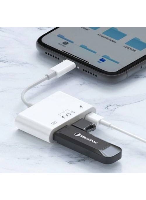 Polhammobile - Polham Apple Iphone Otg Hub Type C To Headphone USB Camera Reader Iphone Keyboard Mouse Reader Hub - Image 1