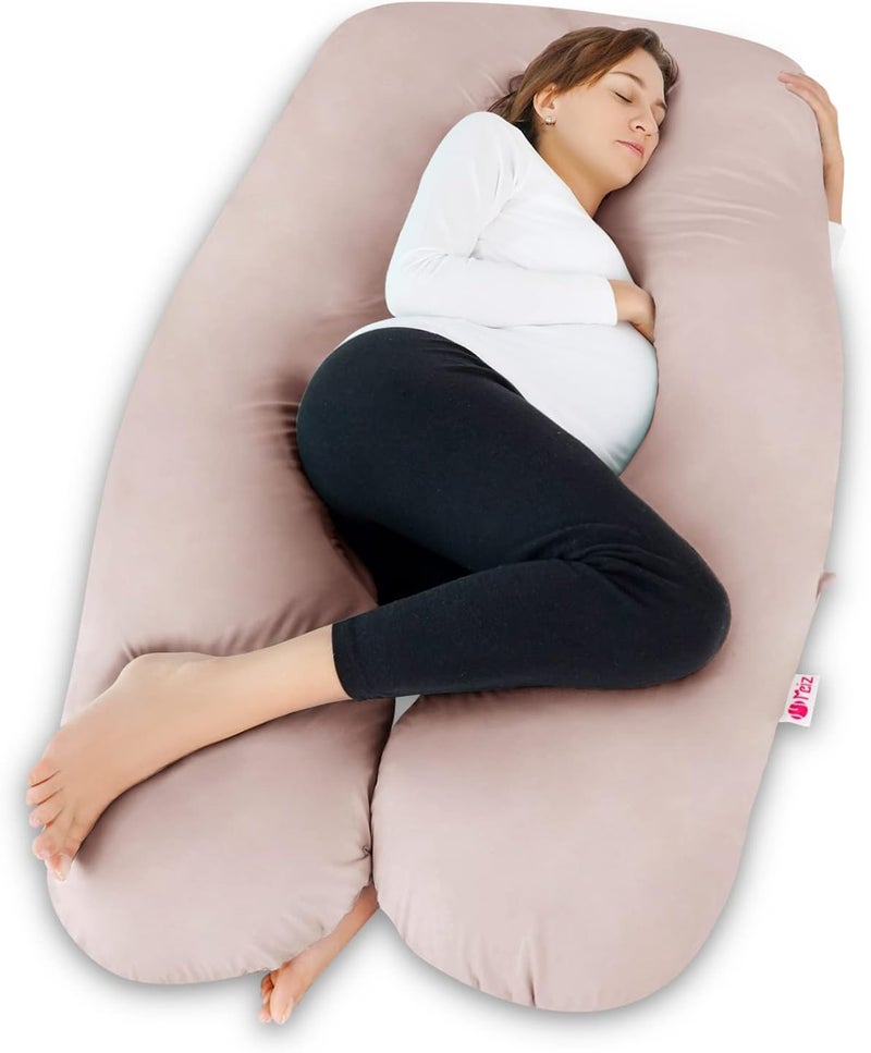 Meiz Pregnancy Pillow, Cooling Pregnancy Pillows for Sleeping, Maternity Body Pillow for Pregnant Woman, U Shaped Pregnancy Pillow with Cooling Jersey Cover - Image 1
