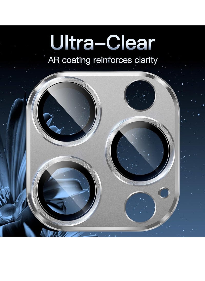 Raxoom Camera Lens Protector for iPhone 15 Pro 6.1-Inch and iPhone 15 Pro Max 6.7-Inch, Full Coverage 9H Tempered Glass Ring Cover, Matte Metal Plate, Case Friendly, 1-Pack (White) - Image 4