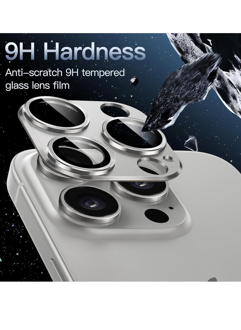 Raxoom Camera Lens Protector for iPhone 15 Pro 6.1-Inch and iPhone 15 Pro Max 6.7-Inch, Full Coverage 9H Tempered Glass Ring Cover, Matte Metal Plate, Case Friendly, 1-Pack (White) - Image 3