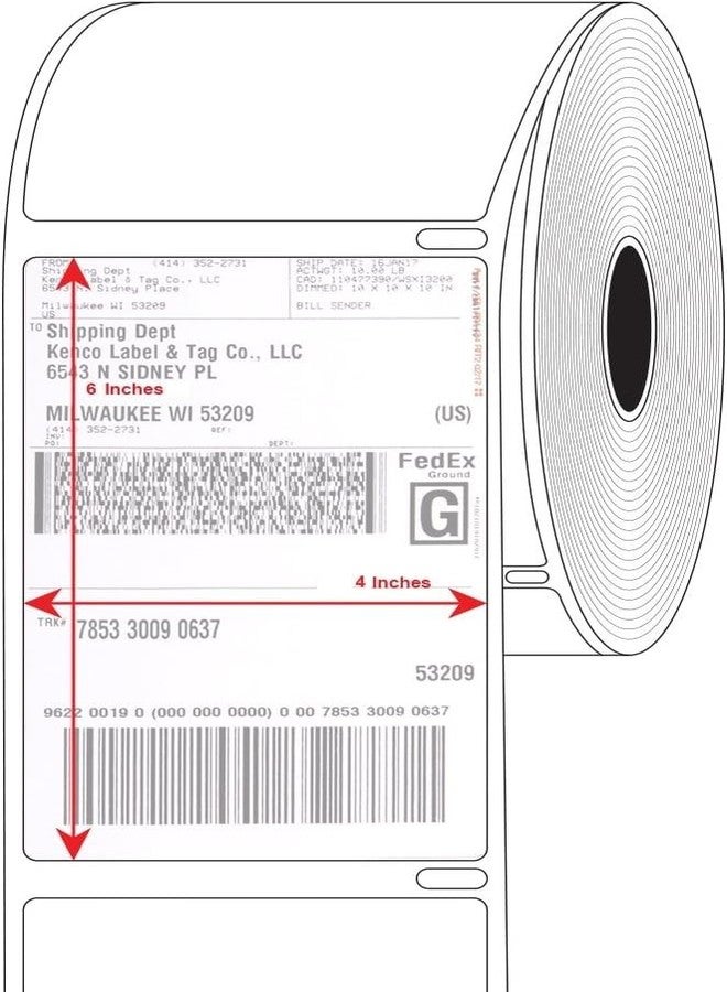 True-Ally ملصقات نقل حراري كرومو من ترو-ألي 4x6 - 100x150 مم - 400 ملصق/لفة - مثقبة - (يلزم شريط للطباعة) عناوين شحن فارغة متوافقة مع TSC و زيبرا (عبوة من 3) - Image 2