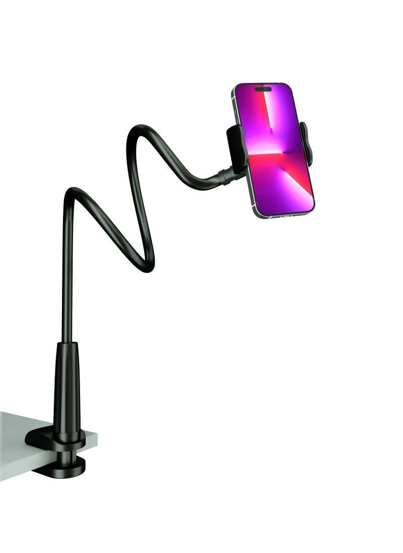TIGER Cell Phone Clip Bed Stand Holder – Flexible Long Arm Gooseneck Mount with Grip Clamp, 360° Adjustable Rotation, Desk & Bedside Stand, Compatible with iPhone 14 Pro Max/XR/X/8/7/6 & 3.5-7" Devices – Sturdy, Hands-Free Viewing  - Image 1