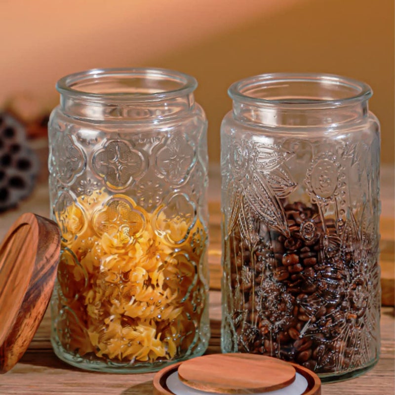 ANSQU Vintage Glass Canister, 34oz Candy Jar with Lid, Decorative Mason Jar for Home Kitchen Pantry, Cute Jar for Coffee, Tea, Candy, Cookie, Sugar - Image 4
