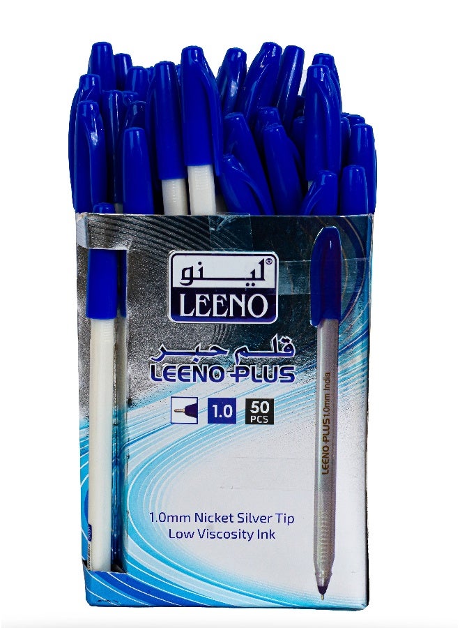 Leeno Plus Ballpen Blue 1.0Mm 50Pcs Pack of 50