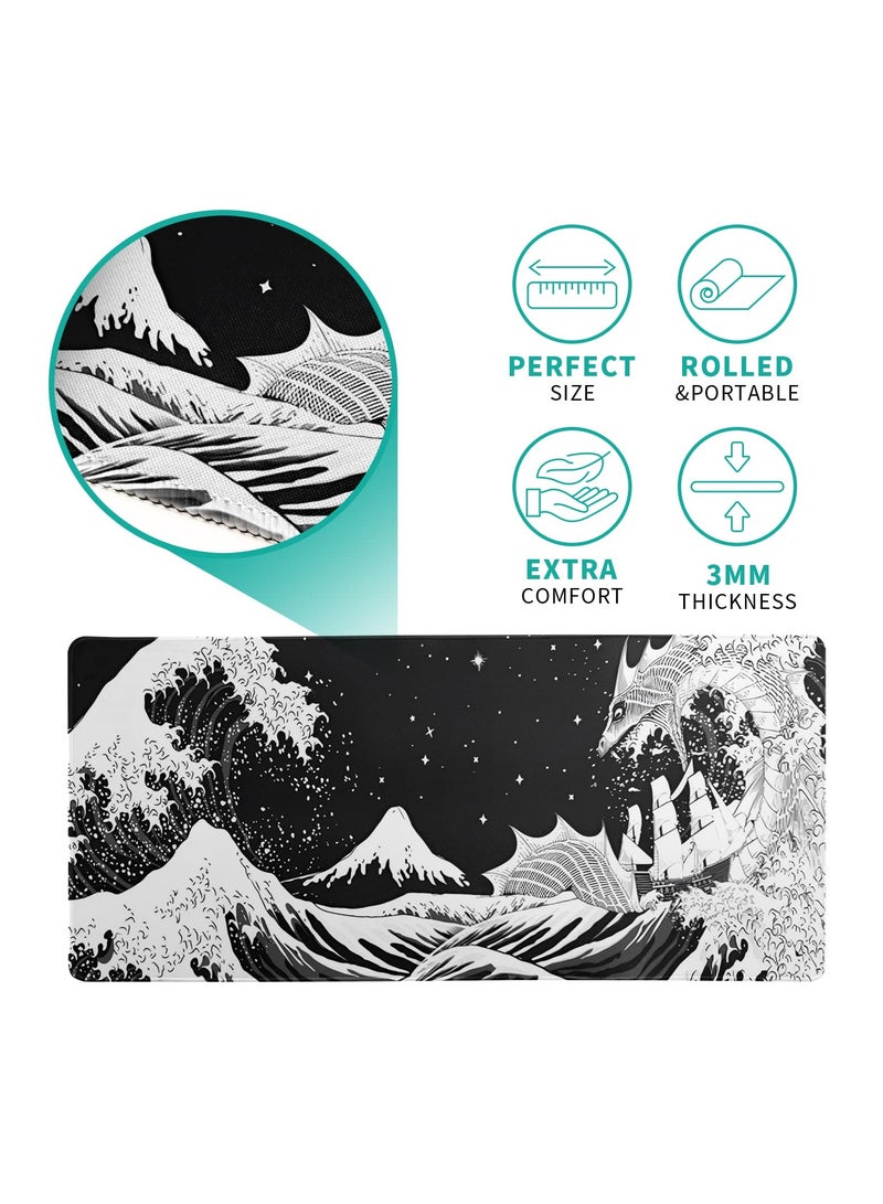 Extended Gaming Mouse Pad, 31.5x11.8 Inch Large Mouse Mat Desk Pad, Long Computer Keyboard Mouse Mat Mousepad with 3mm Non-Slip Base and Stitched Edge for Work, Game, Office, Home - Image 5