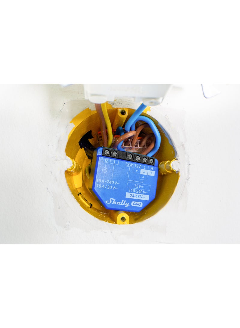 شيلي Shelly 1 Gen3 WiFi & Bluetooth Smart Relay, 16A Control,Dry contacts, Enhanced Security, App Control, No Hub Required - Image 2