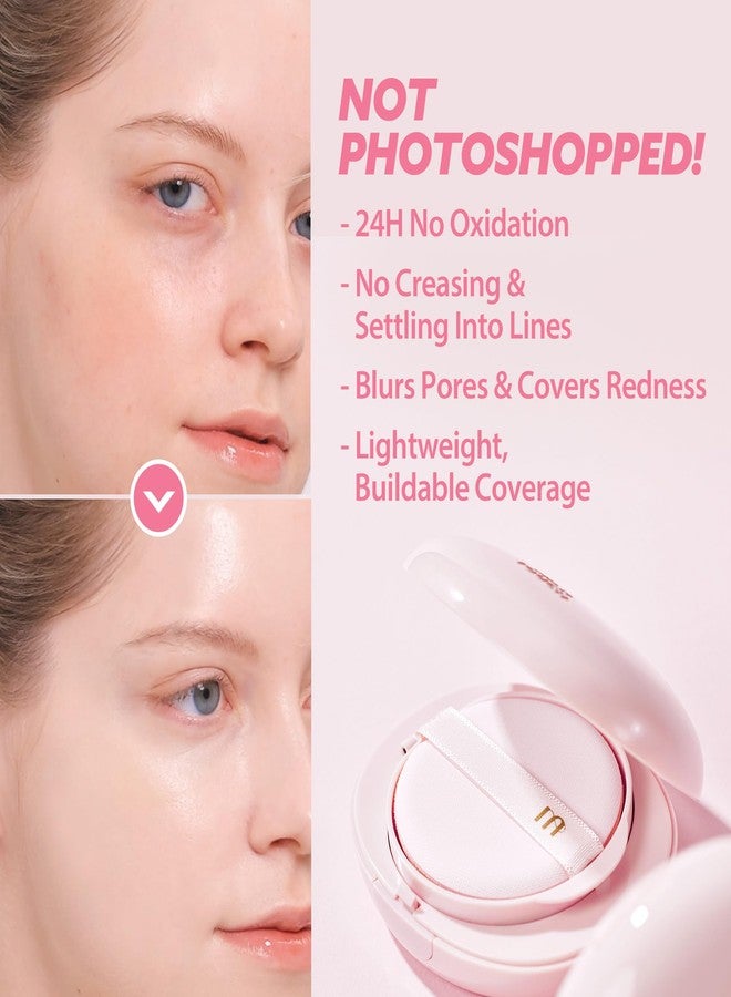 ميلك تاتش كريم أساس ميلك تاتش كوشن، بشرة خالية من العيوب تدوم 24 ساعة، لمعان مشرق، لا يتأكسد، يدوم طويلاً، لا يتكتل، كريم أساس كوري غني بـ 60% من مكونات العناية بالبشرة المرطبة، هدية مثالية لعيد الحب (30C توفي) - Image 3