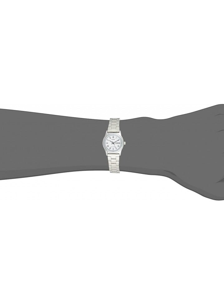 كاسيو ساعة كاسيو للنساء - LTP-V006D-7BUDF مينا ابيض وسوار فضي - Image 4