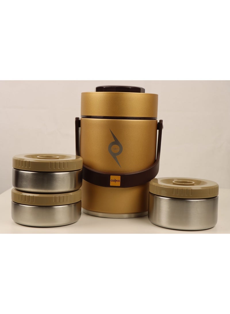 Ozono Stainless Steel, 2 litre, 3 tier lunch box - Image 1