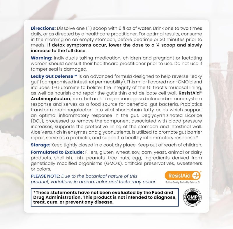 Pure Therapro Rx Leaky Gut Defense  Gut Health Supplement with LGlutamine Licorice Root Extract Aloe Leaf Arabinogalactan 30 Servings 168g - Image 3