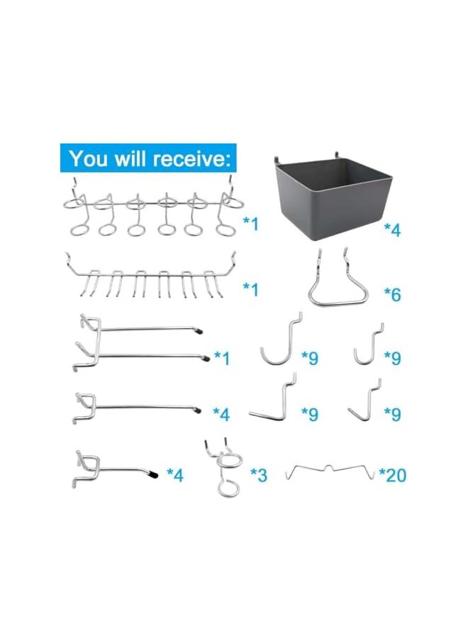 PROMASS promass Pegboard Hooks Assortment with Pegboard Bins, Peg Locks, for Organizing Various Tools, 80 Piece  - Image 2
