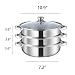 Puluru Steamer Pot for Cooking 11 inch Steamer Pots 3tier Multipurpose Stainless Steel Steam Pot Cookware with Handle for Vegetable - Image 2