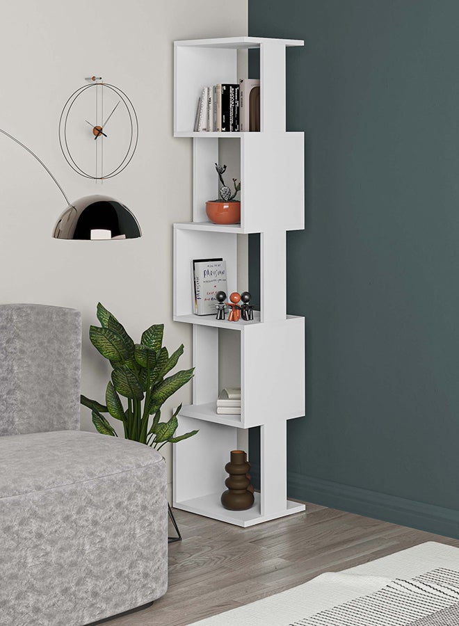 Mourah Home Piri Corner Bookcase Modern Book Shelf Cabinet 6 Tier Multi Storage Bookshelf Rack Display Unit For Bedroom Living Room  30X161X35Cm White  - Image 1