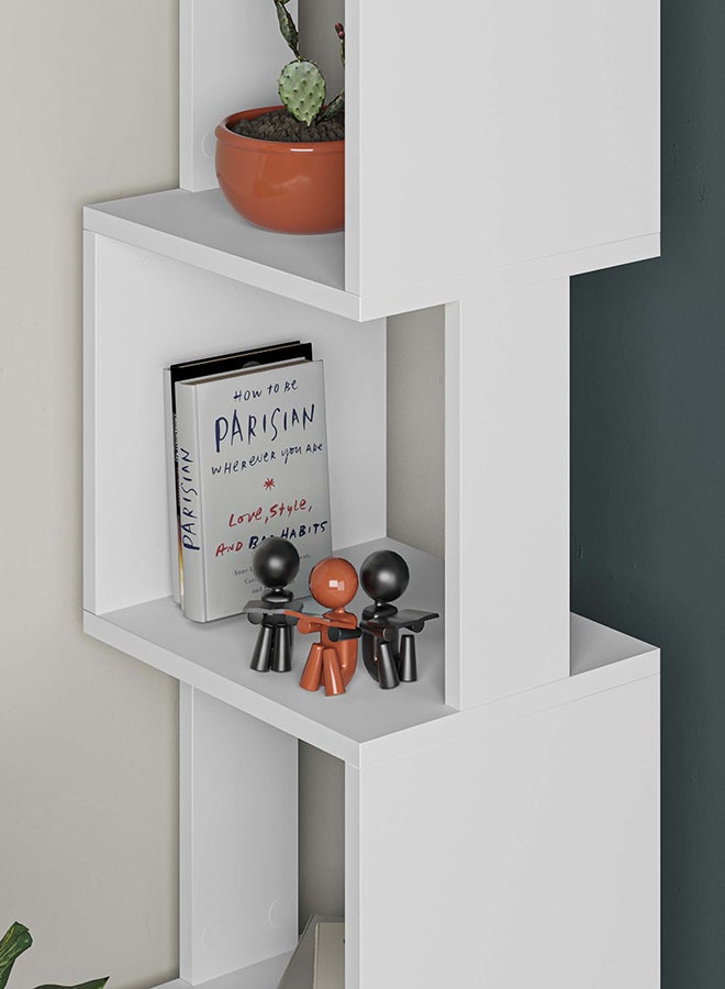 Mourah Home Piri Corner Bookcase Modern Book Shelf Cabinet 6 Tier Multi Storage Bookshelf Rack Display Unit For Bedroom Living Room  30X161X35Cm White  - Image 3
