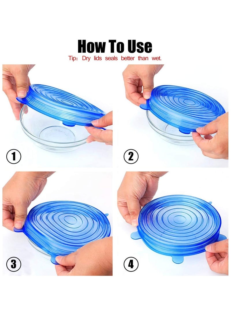 6 pieces  Silicone Stretch Lids for Food Storage Containers, Dishes - multi color - Image 2