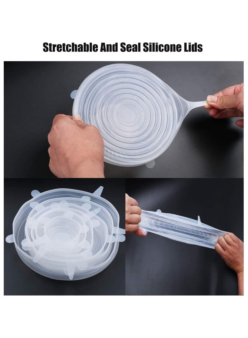 6 pieces  Silicone Stretch Lids for Food Storage Containers, Dishes - multi color - Image 3