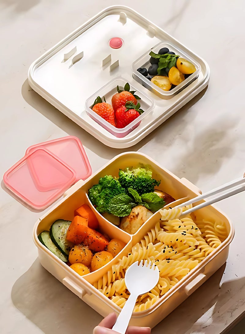 Twisoo Cartoon Kids Lunch Box – 3-Compartment BPA-Free Plastic Bento Box with Spoon & Chopsticks, Cute Design Lunch Container for School Meals, Ideal for Boys & Girls - Image 5