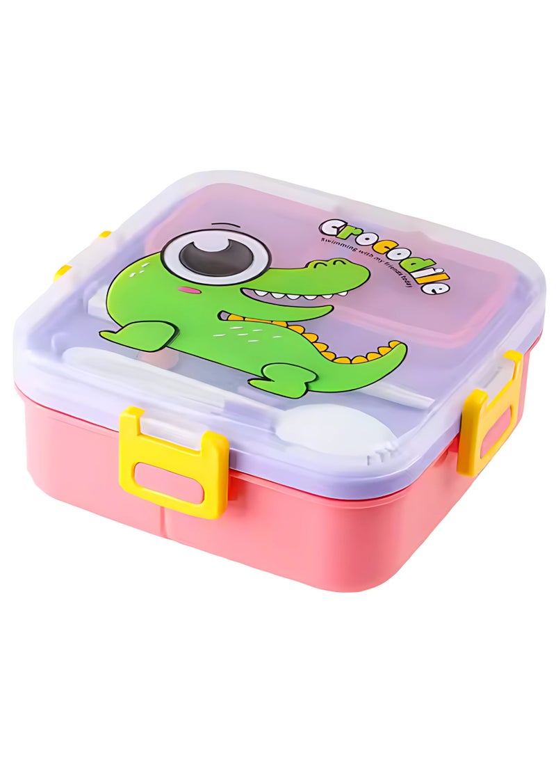 Twisoo Cartoon Kids Lunch Box – 3-Compartment BPA-Free Plastic Bento Box with Spoon & Chopsticks, Cute Design Lunch Container for School Meals, Ideal for Boys & Girls - Image 1