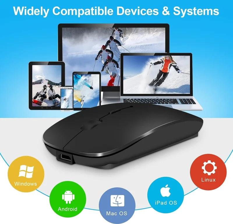 Ata Elektronik Ata Electronics Wireless Mouse for Laptop 2.4G SLIM Thin Mouse 3 Adjustable DPI Levels Silent Computer Mouse Auto Sleep Mode