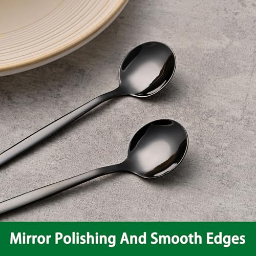 Dehov 5.1 Inch Coffee & Tea Spoons,6-Piece Black Stainless Steel Dessert Spoons For Cafe,Black Espresso Spoon,Cute Small Demitasse Spoon - Image 4