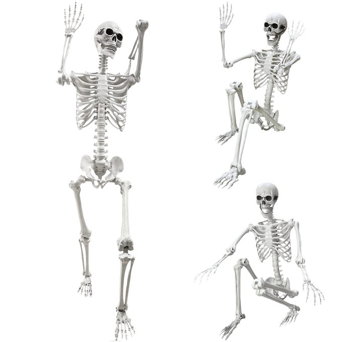 54FT HALLOWEEN LIFE SIZE HUMAN SKELETON WITH MOVABLE JOINTS FOR HALLOWEEN PROPS DECORATIONS