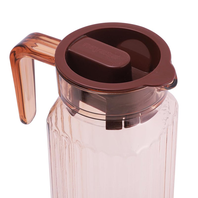 NAYASA Nayasa Electra Water Jug with Plastic Lid Handle Transparent Beverage Carafe for Home Office Pitcher for Serve Water Milk Juice Beverage Chaas Cocktail Italian Look Brown 2000ml - Image 2