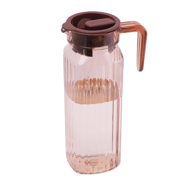 NAYASA Nayasa Electra Water Jug with Plastic Lid Handle Transparent Beverage Carafe for Home Office Pitcher for Serve Water Milk Juice Beverage Chaas Cocktail Italian Look Brown 2000ml - Image 1