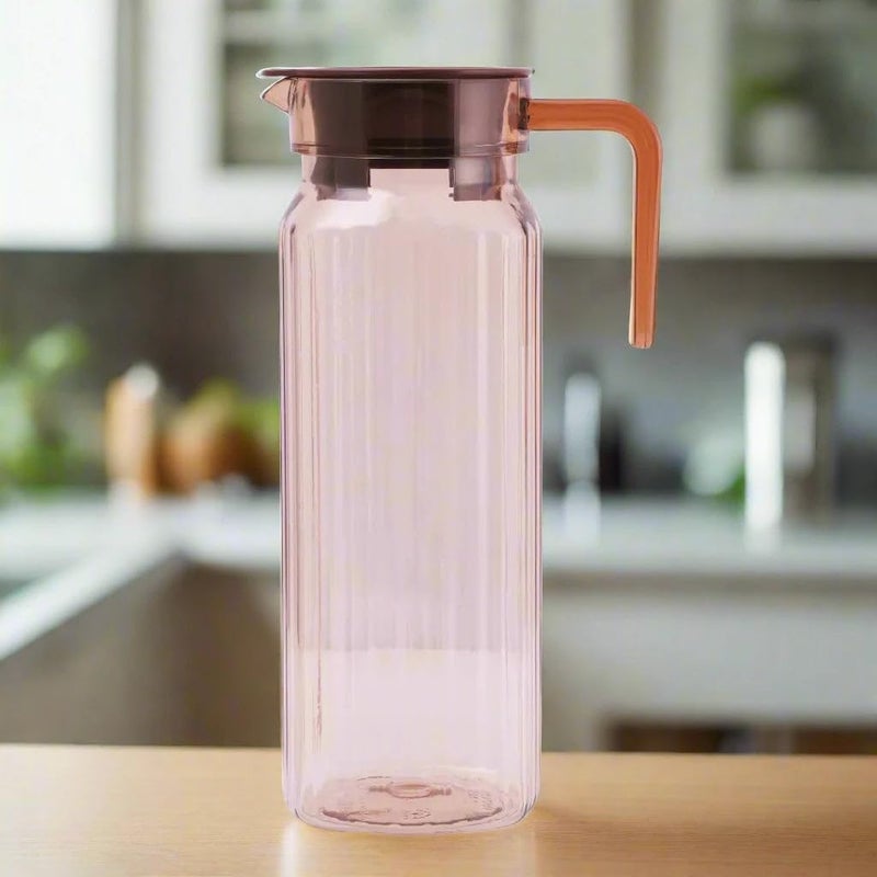 NAYASA Nayasa Electra Water Jug with Plastic Lid Handle Transparent Beverage Carafe for Home Office Pitcher for Serve Water Milk Juice Beverage Chaas Cocktail Italian Look Brown 2000ml - Image 4