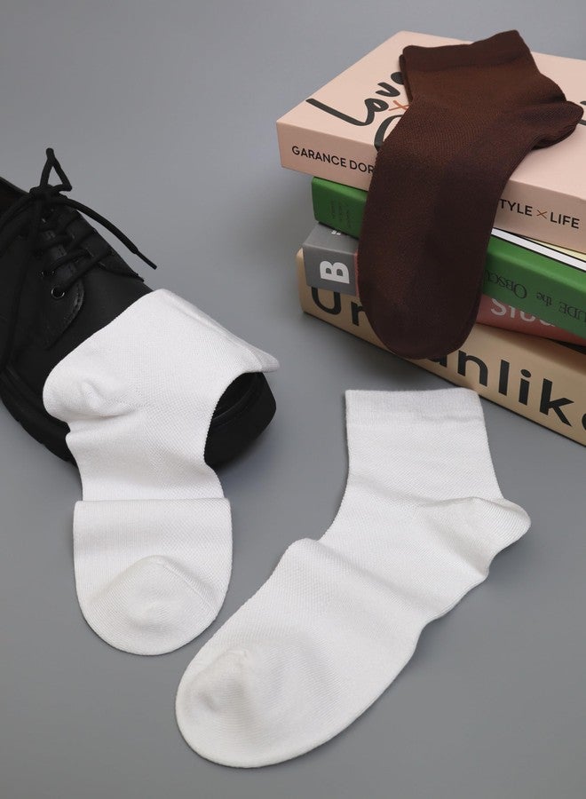 SERISIMPLE Mens Rayon Bamboo Ankle Mesh Socks Thin Quarter Athletic Comfortable Casual Socks 5 Paris (US, Alpha, X-Large, Regular, Regular, White) - Image 5