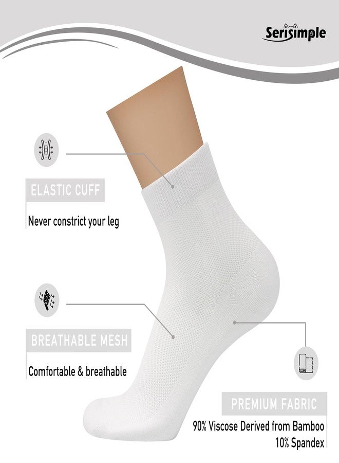 SERISIMPLE Mens Rayon Bamboo Ankle Mesh Socks Thin Quarter Athletic Comfortable Casual Socks 5 Paris (US, Alpha, X-Large, Regular, Regular, White) - Image 3