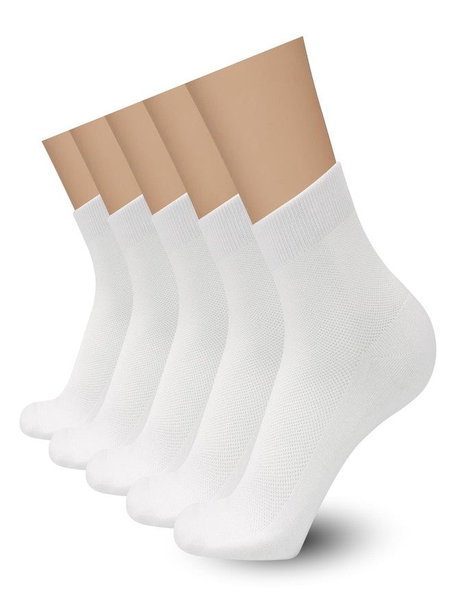 SERISIMPLE Mens Rayon Bamboo Ankle Mesh Socks Thin Quarter Athletic Comfortable Casual Socks 5 Paris (US, Alpha, X-Large, Regular, Regular, White) - Image 1