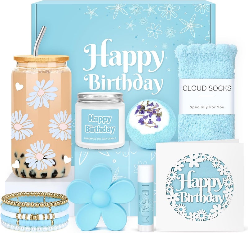 CHESACE Birthday Gifts for Teen Girls, Women, Teenage Girl Birthday Gift Sets for Teen Girls Tween Gifts for Teenage Girl Cute Daisy Aesthetic Glass Cup Gift Basket for Teens, Her, Women, Sister, Friend - Image 1