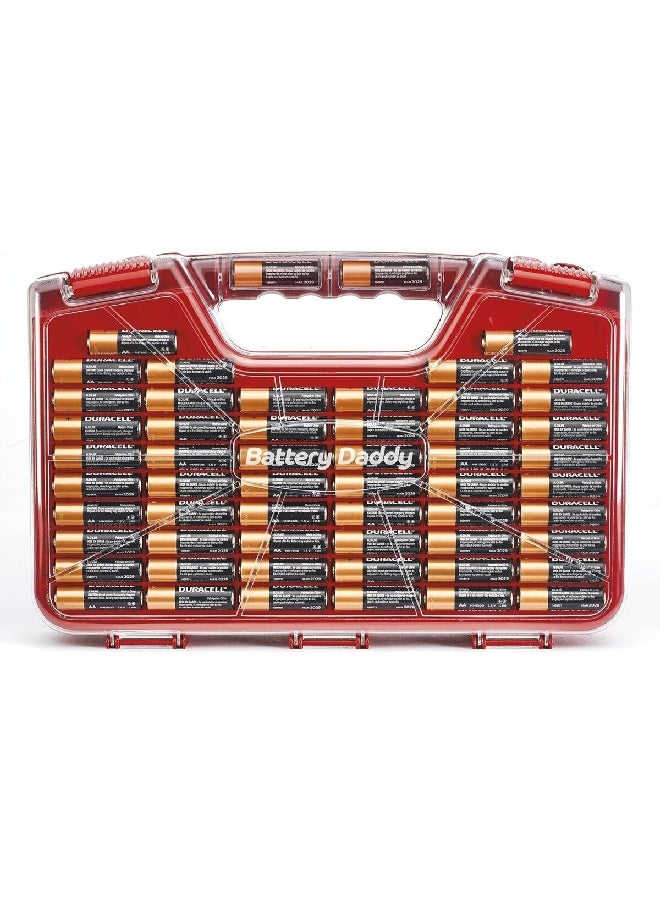 Battery Daddy Double Sided Smart Battery Storage System Red and Clear 20.57 x 28.19 x 9.14 cm BADAS-MC4
