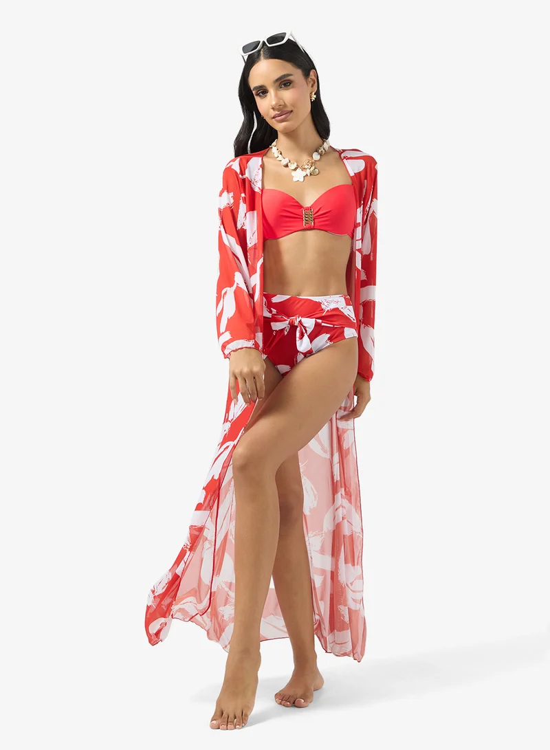 Ginger 3 Pc Bikini Set With Floral Printed Robe