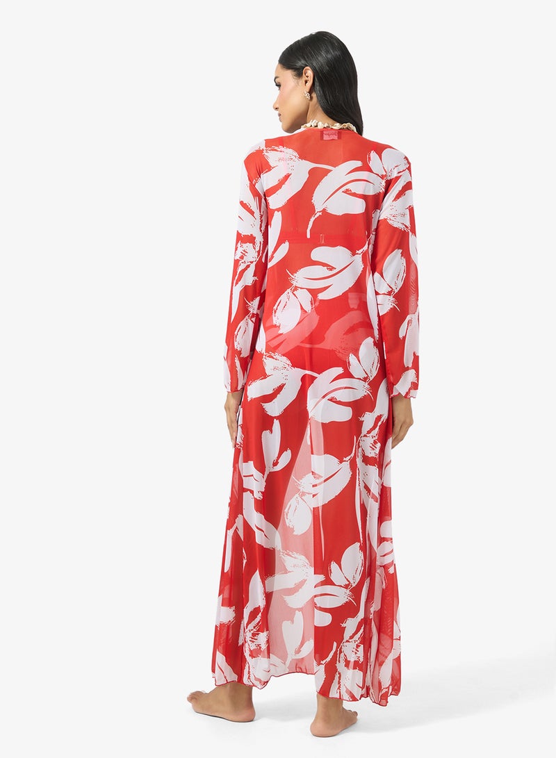 جينجر طقم بيكيني من  قطع مع روب بطبعة زهور - Image 2