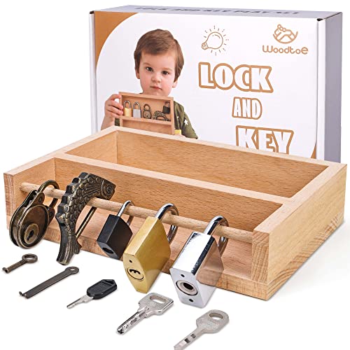 Woodtoe Montessori Lock and Key Toy Set for Kids Educational Lock Set Keys Wooden Learning Montessori Materials for 3 4 5 6 Toddlers Preschool Home Classroom STEM Educational Kids Christmas Toys - Image 1