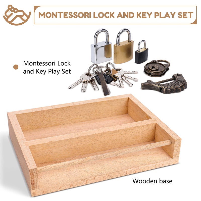 Woodtoe Montessori Lock and Key Toy Set for Kids Educational Lock Set Keys Wooden Learning Montessori Materials for 3 4 5 6 Toddlers Preschool Home Classroom STEM Educational Kids Christmas Toys - Image 3