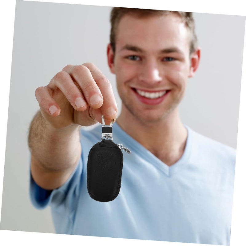Leather Key Case Zinc Alloy Car Key Organizer Scratch Resistant Multi Functional Storage Pouch - Image 2