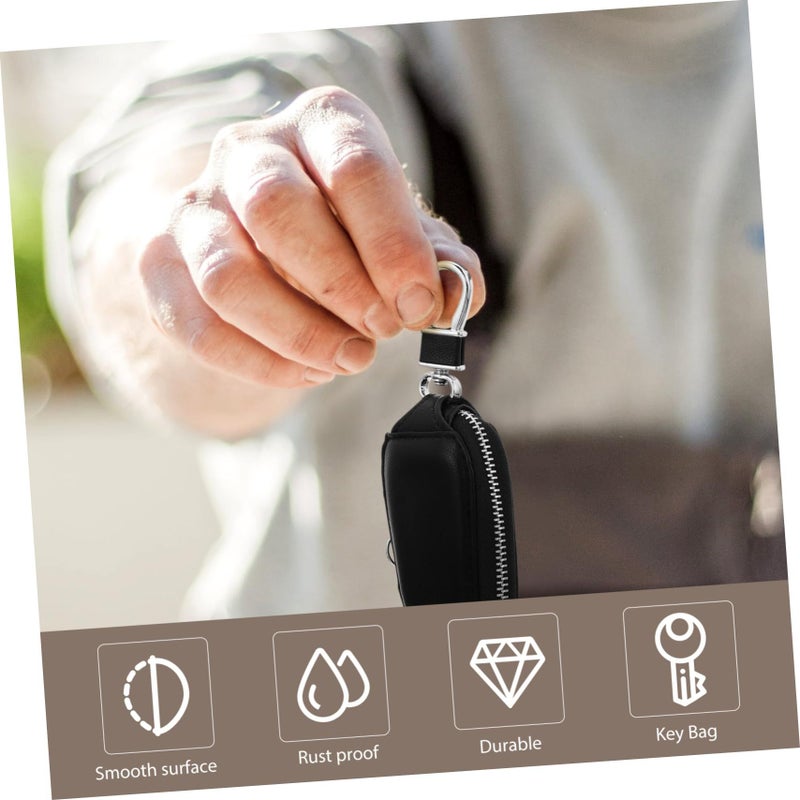 Leather Key Case Zinc Alloy Car Key Organizer Scratch Resistant Multi Functional Storage Pouch - Image 5